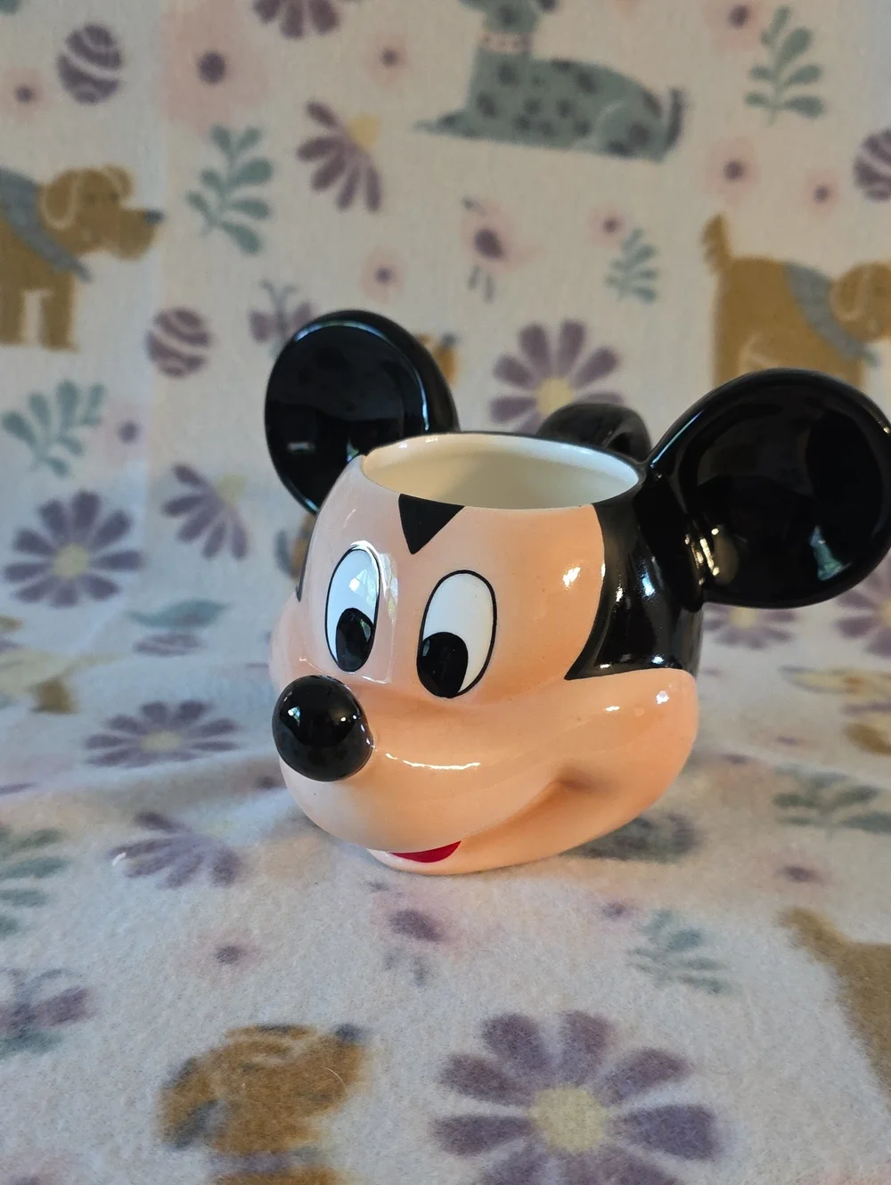 Mickey Mouse Ceramic Mug - Black and Peach In Box
